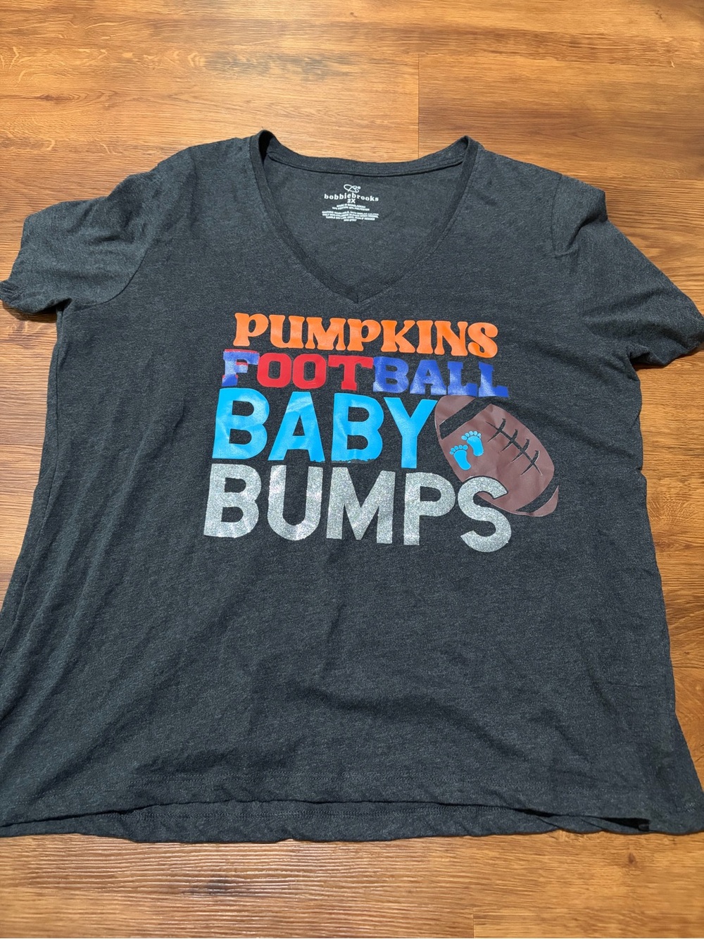 Maternity 'Pumpkins Football Baby Bumps' Graphic Tee - Black 2XL
